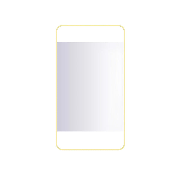 Miroir rectangulaire 20''X38'' avec cadre en laiton brossé (or) et coin rond