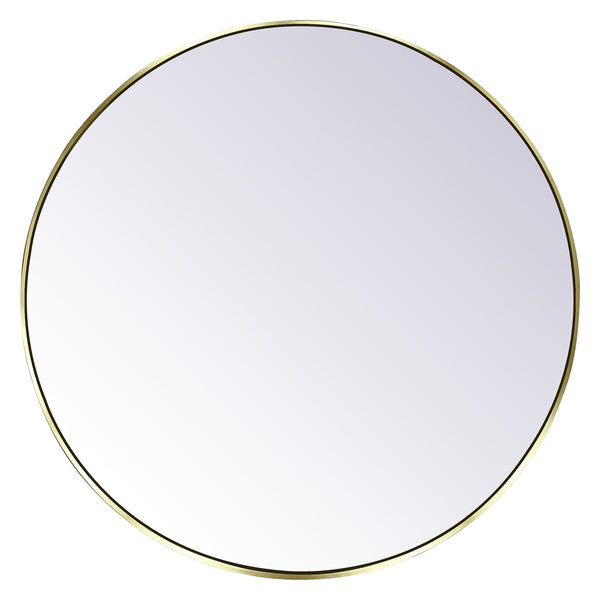 Miroir rond 30'' avec cadre en laiton brossé (or)