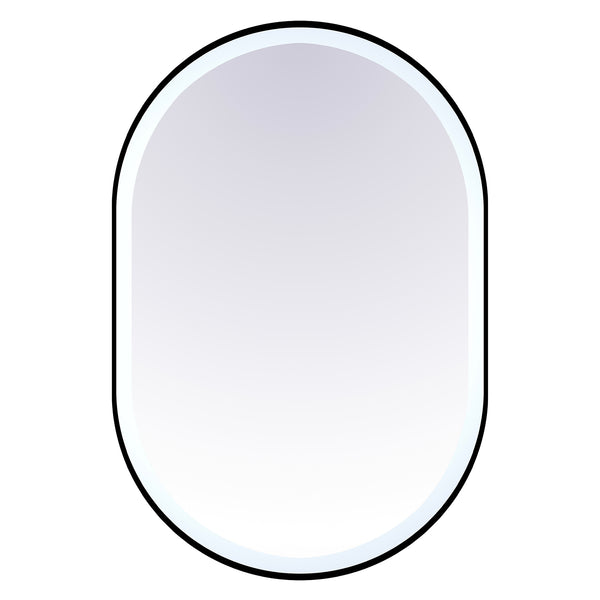 Miroir ovale 36'' avec cadre noir mat
