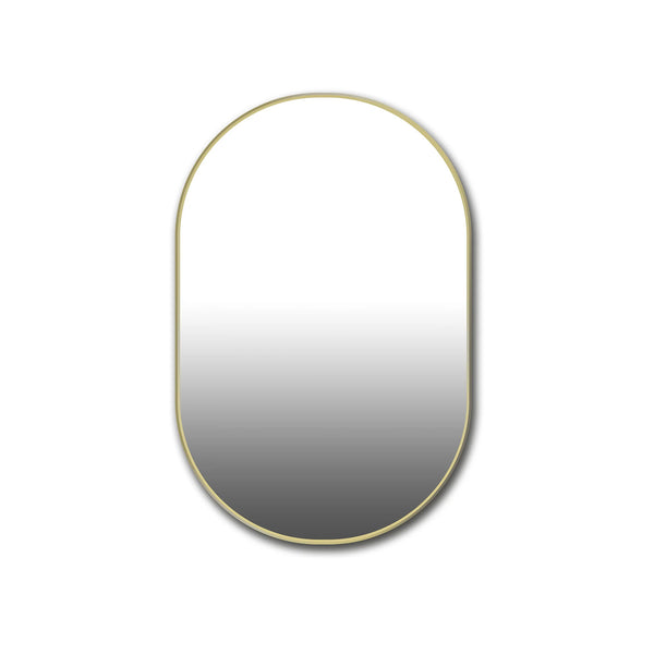 Miroir ovale de 36'' avec cadre en laiton brossé