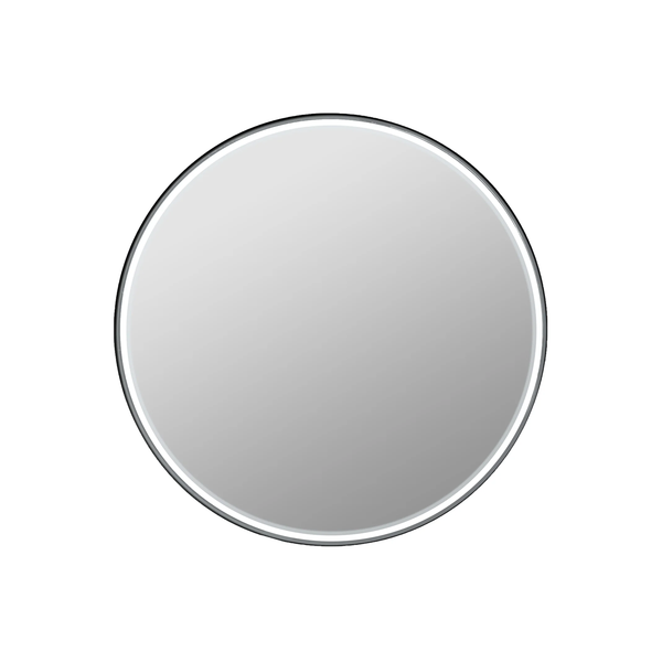 Miroir rond 30'' encadré noir mat avec lumières LED