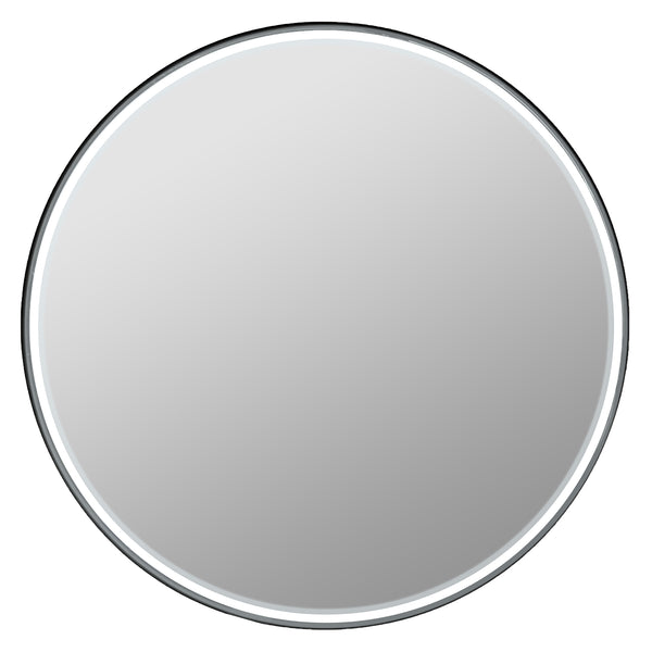 30’’ matte black framed round mirror with LED lights