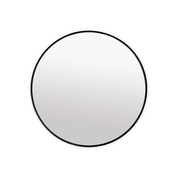 Miroir rond 36'' encadré noir mat avec lumières LED