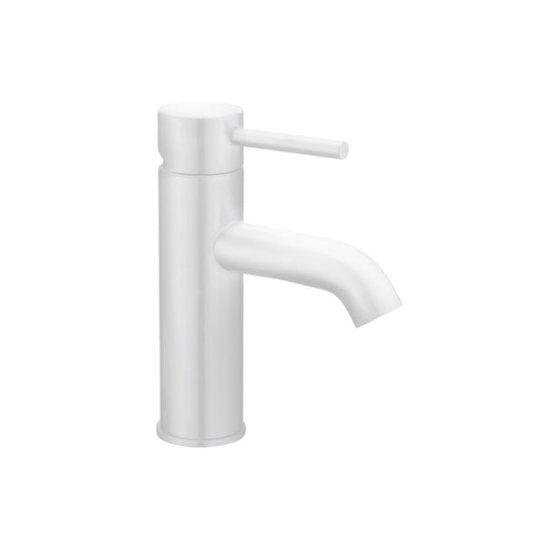 Robinet de lavabo rond fini blanc mat