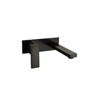 Robinet de lavabo de salle de bain mural noir mat carré