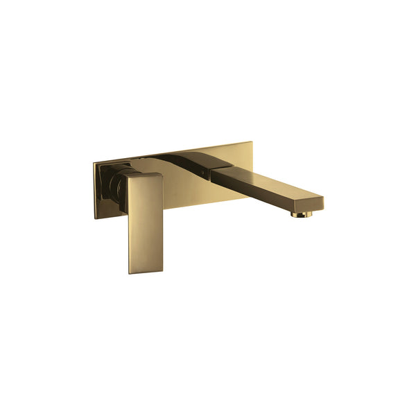 Brushed brass (gold) wall Mounted Bathroom Basin Faucet Square