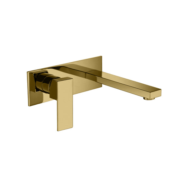 Brushed brass (gold) wall Mounted Bathroom Basin Faucet Square
