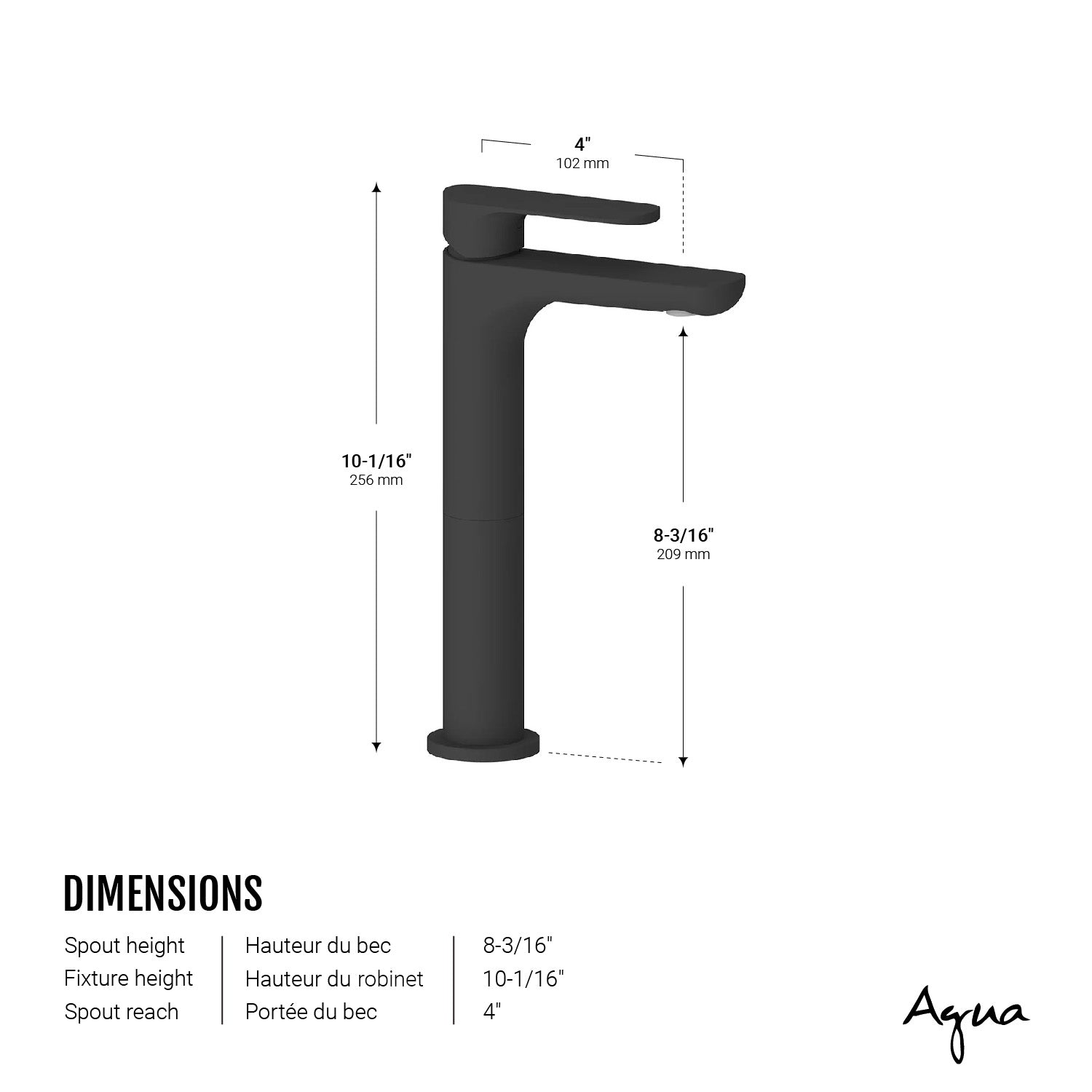 Agua Canada | Riviera-bk Robinet Vasque Plat & Arrondi Noir Mat