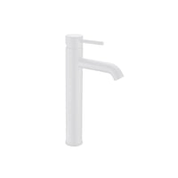 Robinet de vasque arrondi fini blanc mat