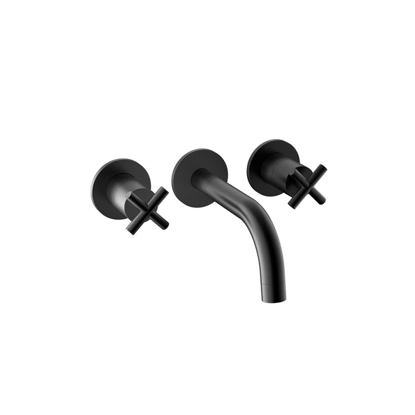 Matte Black 2 Handles Wall Faucet
