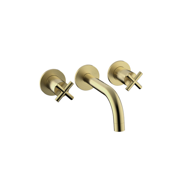 Brushed Brass (gold) 2 Handles Wall Faucet