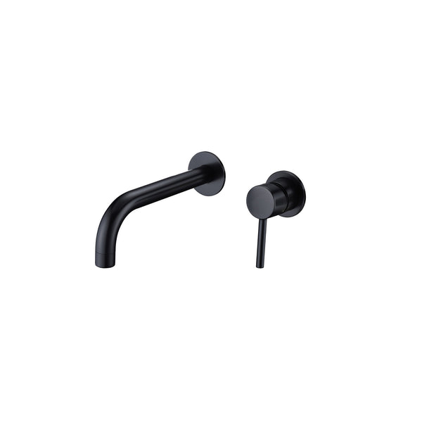 Matte black round wall mounted faucet