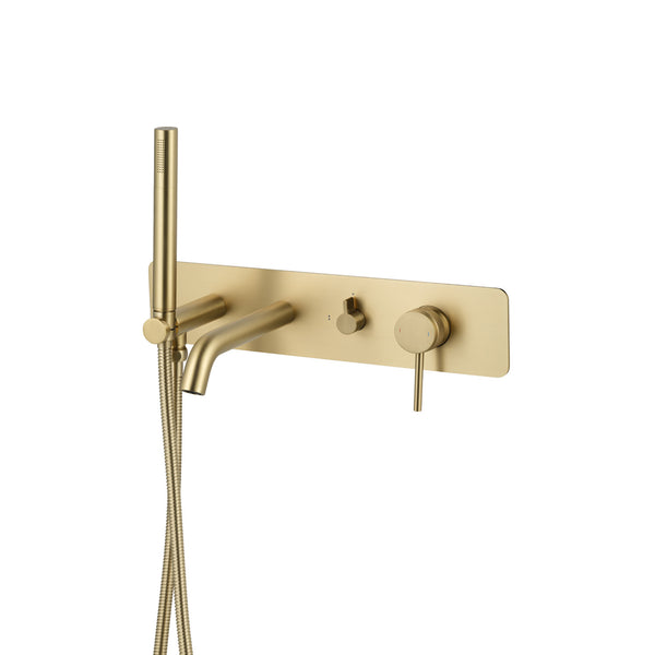 Wall Mounted Brushed Brass (gold) Round Tub Faucet