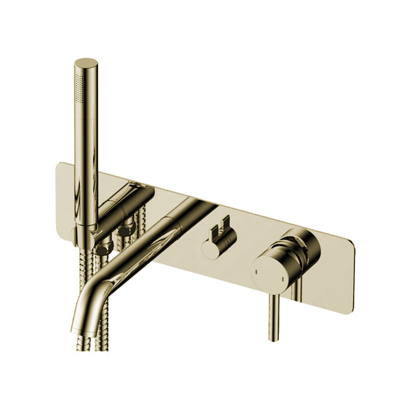 Wall Mounted Brushed Brass (gold) Round Tub Faucet
