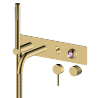 Wall mounted round bathtub faucet in Brushed brass (Gold) finish