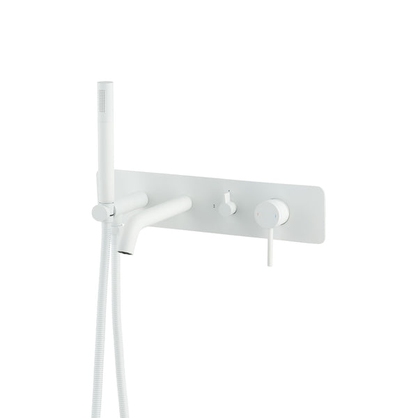Robinet de baignoire arrondi à fixation murale fini blanc mat