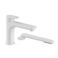 Bath Faucet With Hand Shower in Matte White Finish