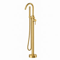 Freestanding Bathtub Faucet in Brushed Brass Finish