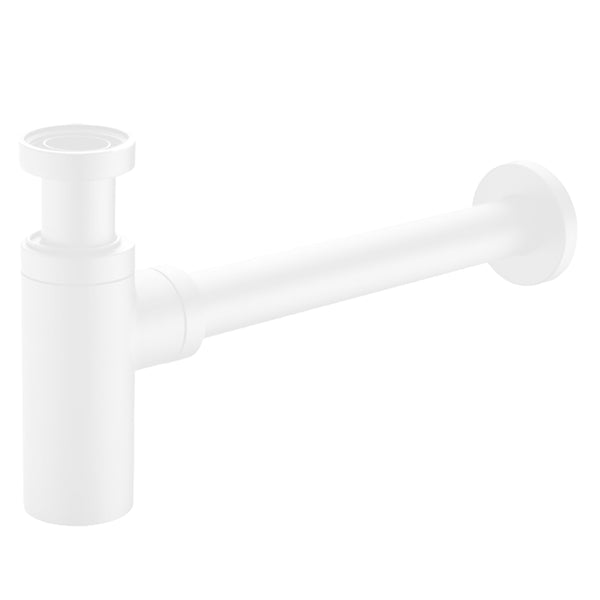 Siphon décoratif pour lavabo fini blanc mat