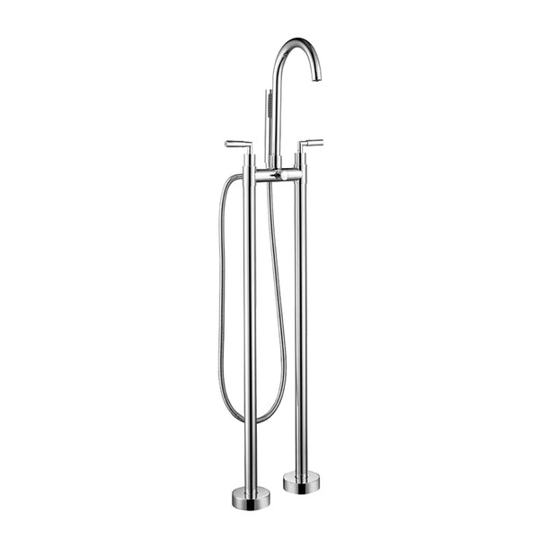 Freestading Faucet Round Chrome With Two Handles