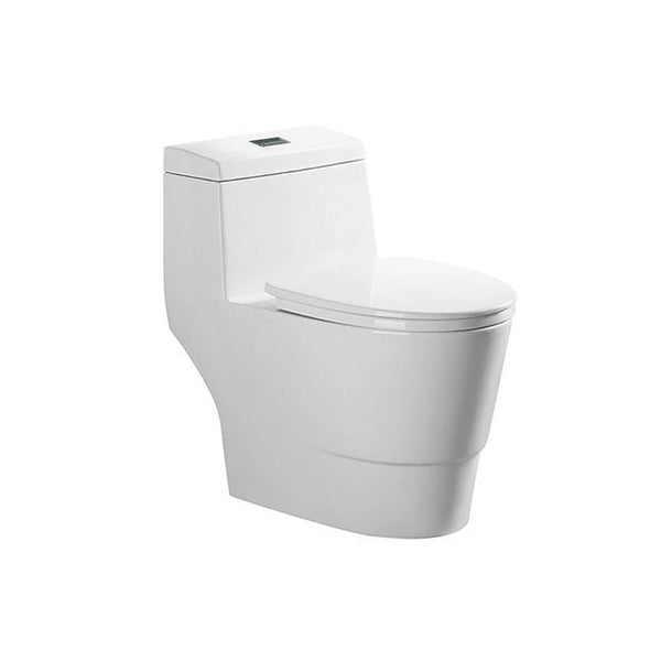 Toilette monobloc allongée à double chasse