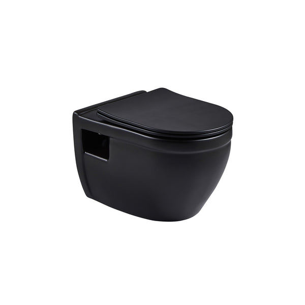 Toilette murale, double chasse, noir mat