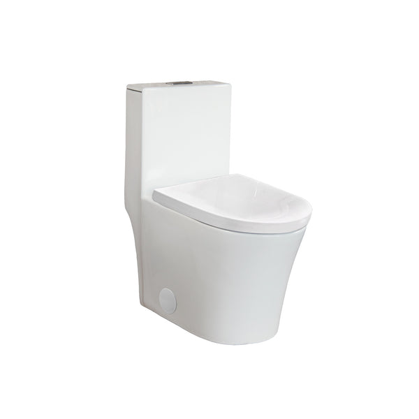 Toilette monopièce, allongée, double chasse