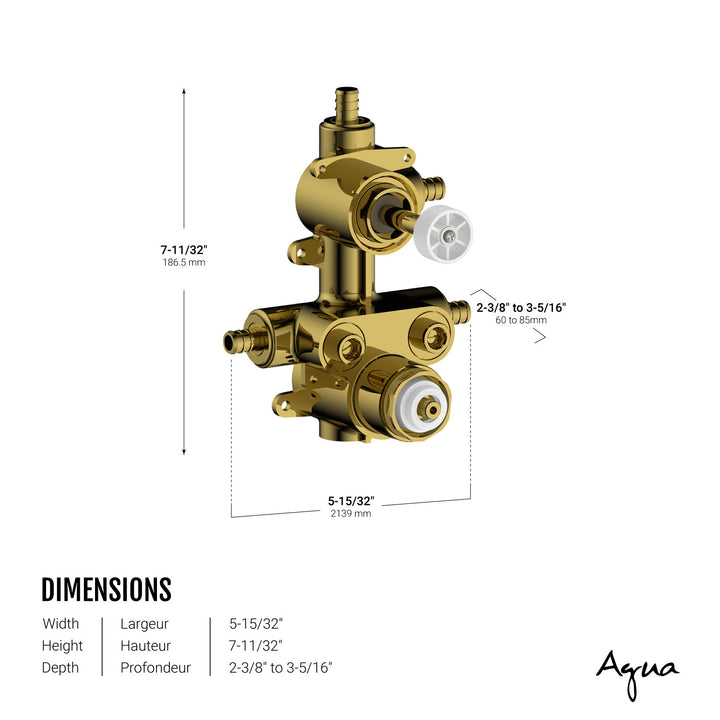 Agua Canada | Vadim-2-PEX 2-Way Thermostatic Valve Rough-In Outlets PEX