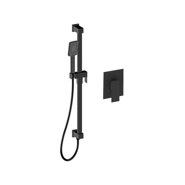 Valenso-bk Shower set with hand shower on rail and integrated elbow connector
