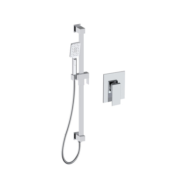 Valenso Shower set with hand shower on rail and integrated elbow connector