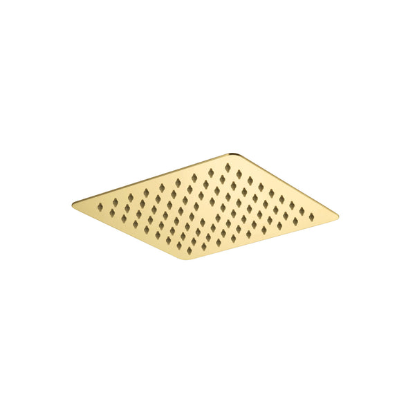 12" Brushed brass (gold) square rain shower head