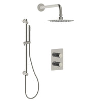 Shower Kit with Shower Head, Handshower On Rail And Valve In Brushed Nickel Finish