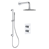 Dual shower system with pressure valve in polished chrome finish