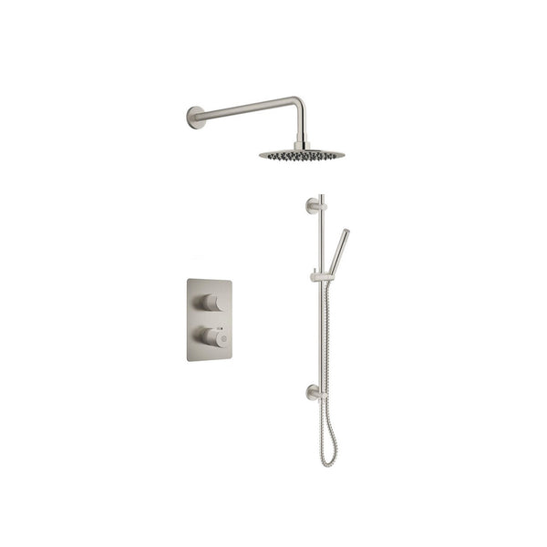 Thermostatic Shower Set Including Shower Head, Handshower On Rail And Valve In Chrome