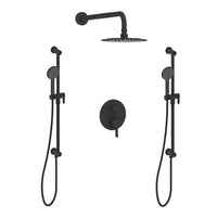 Veronila-bk Shower set with two hand showers on rail with integrated connector elbow and a rain shower head