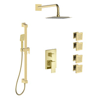 Vesmar-gd Shower set with hand shower on rail with integrated elbow, rain shower head and 4 body jets