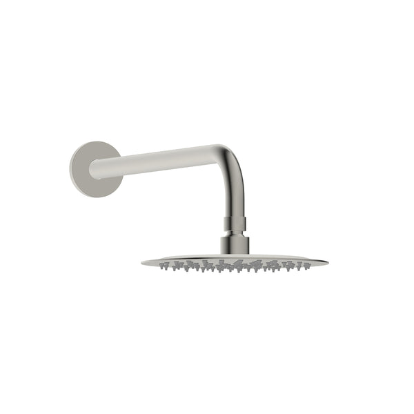 Viega-bn Tête de douche pluie ronde 8 po avec bras inclus, fini nickel brossé