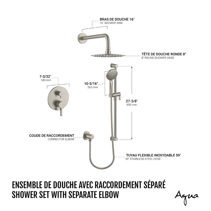 Agua Canada | Vienna-iii-BN Round Shower Kit with Shower Head, Hand ...