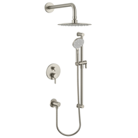 Brushed nickel Round Shower Kit with Shower Head and hand shower
