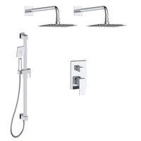 Vilmar Shower set with two rain heads and a hand shower on rail with integrated elbow