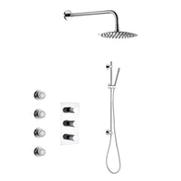 Thermostatic Shower Set Including Shower Head, Handshower On Rail And Valve In Chrome