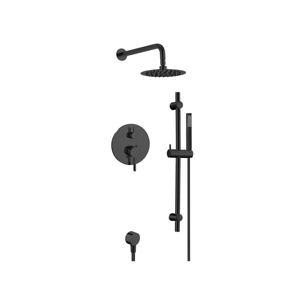 Kit de douche rond noir mat: Douche pluie et douchette
