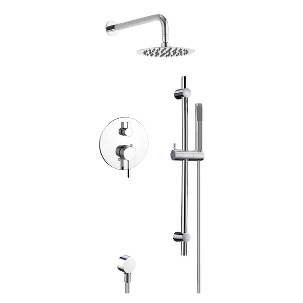 Kit de douche rond chrome: Douche pluie et douchette