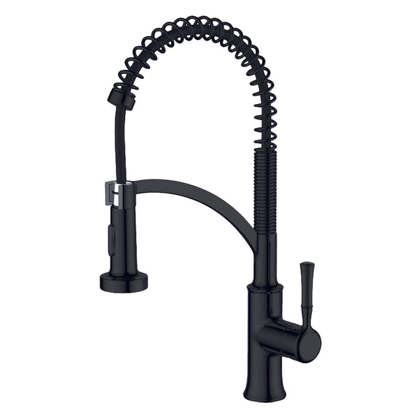 Industrial style single handle matte black kitchen faucet