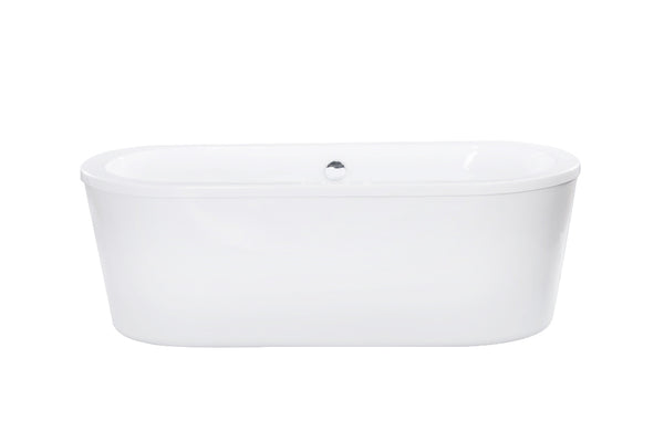 66″ Round Glossy White Freestanding Bathtub 2Pcs