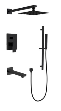 Matte Black Square Shower & Bath Kit II
